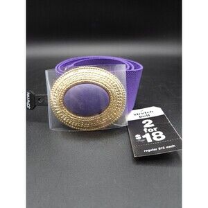 Vintage Day-Lor USA Purple & Gold Tone stretch Band Belt 80's Style
